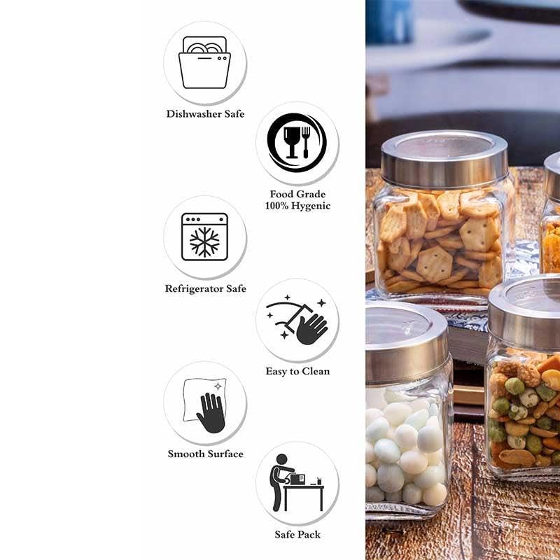 Vency Piramal Glass Round 500ml Transparent Glass Jars & Containers for Kitchen Pantry, Snacks, Masala, Pickles, Dry Fruits, Cof